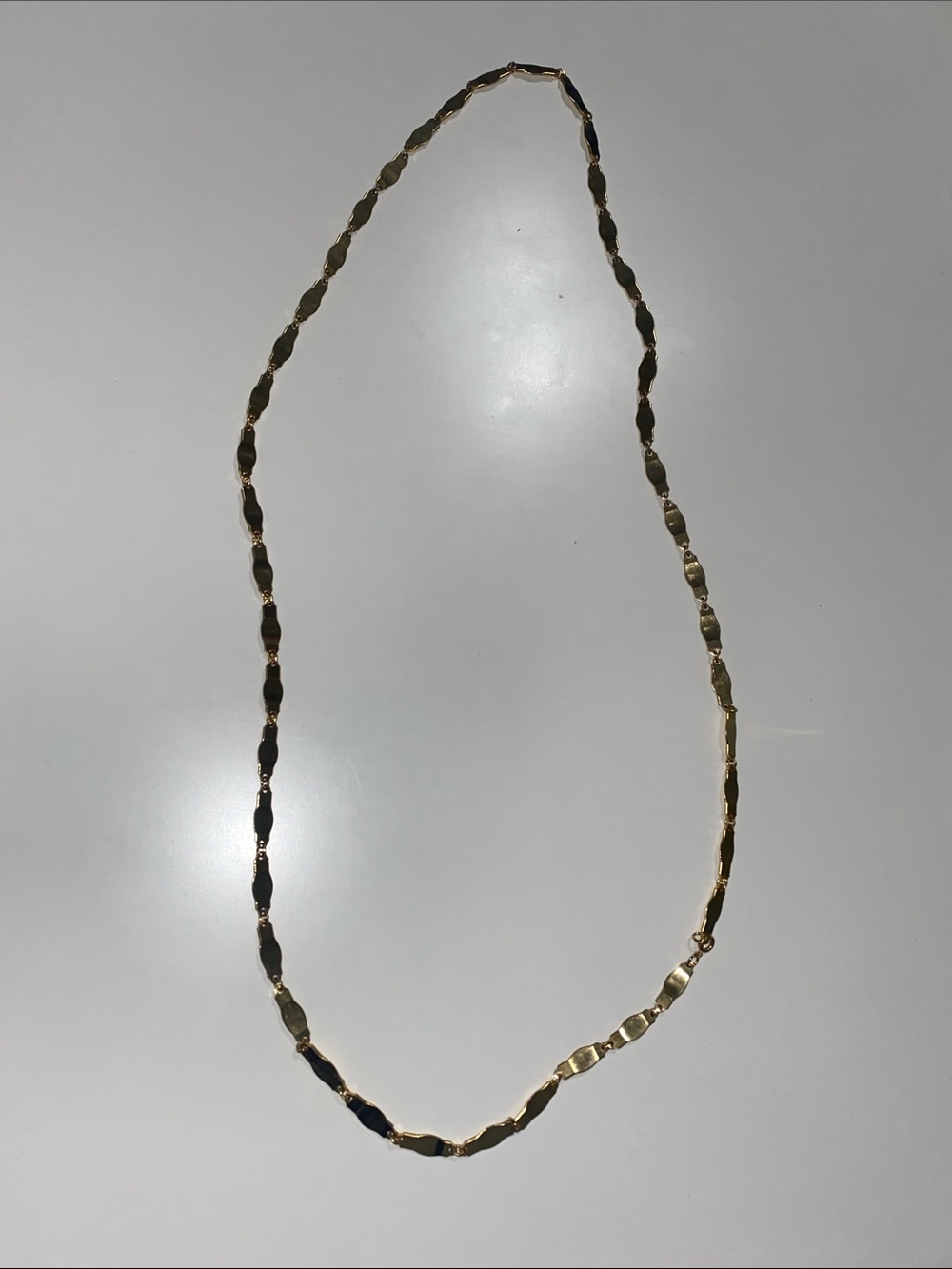 Vintage Gold Tone Link Wave Long Chain Necklace